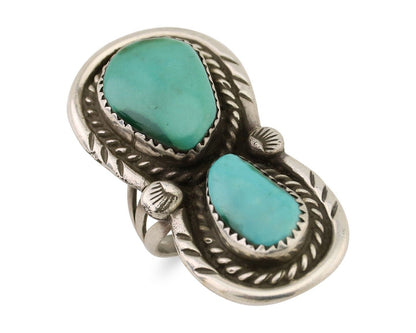 Navajo Handmade Ring 925 Silver Natural Tuquoise Artist Signed Rose C.80's