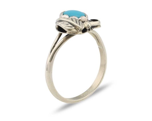 Navajo Ring .925 Silver Sleeping Beauty Turquoise Native American Artist C.80's