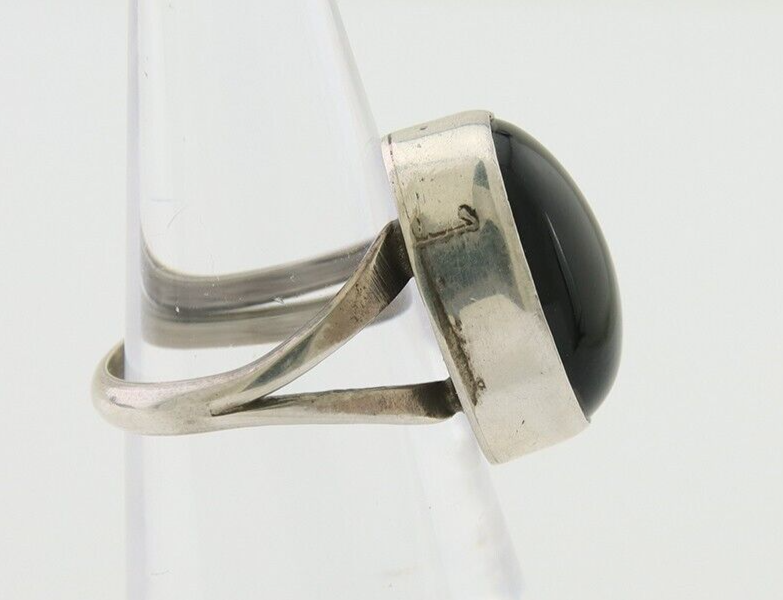 Navajo Handmade Ring 925 Silver Black Onyx Artist Signed R C.80's