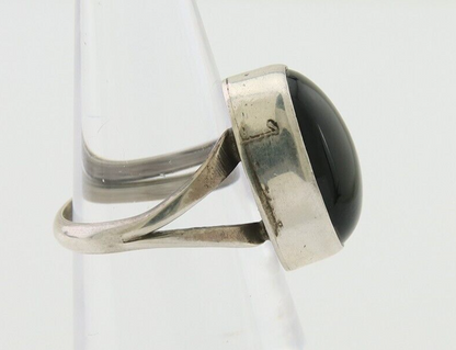 Navajo Handmade Ring 925 Silver Black Onyx Artist Signed R C.80's