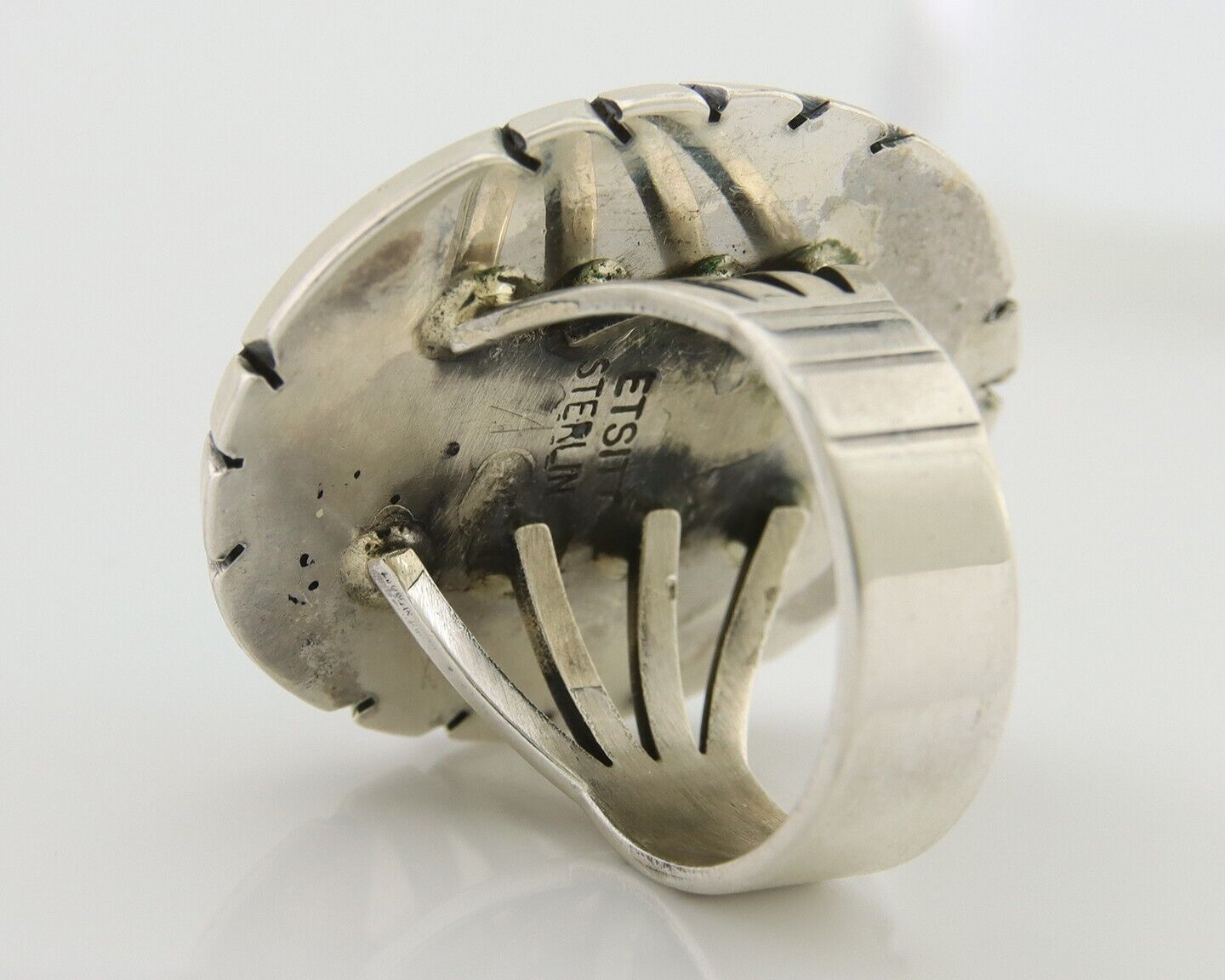 Navajo Ring 925 Silver Natural Blue Turquoise Signed Etsitty C.80's