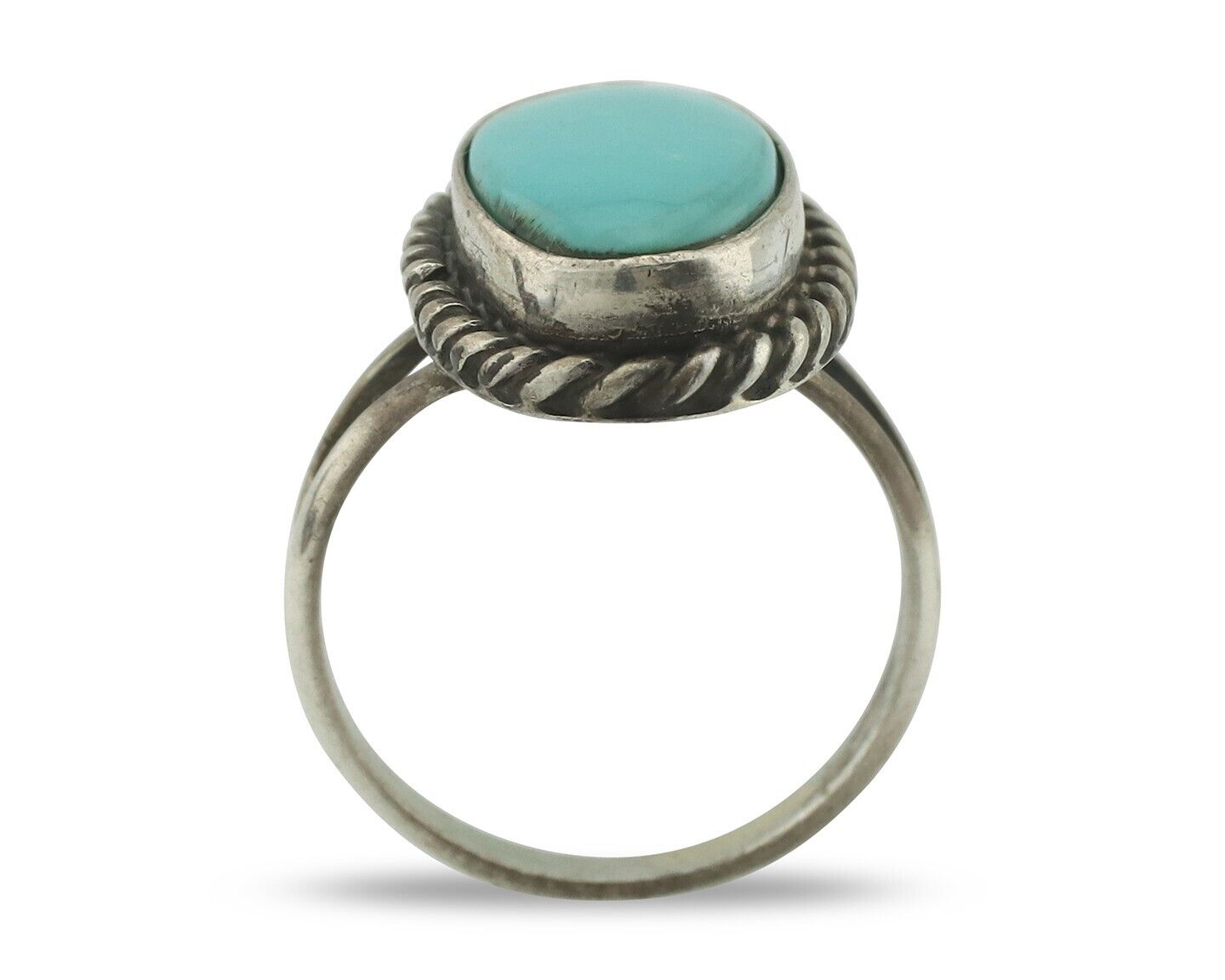 Navajo Ring 925 Silver Natural Blue Turquoise Signed M Montoya C.80's
