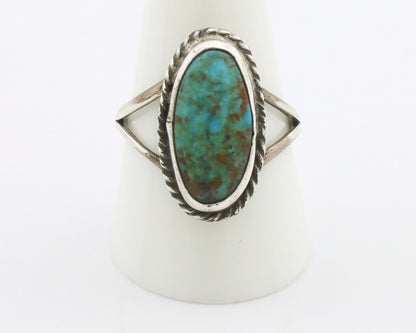 Navajo Ring .925 Silver Natural Kingman Turquoise Native American Signed C.80's