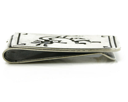 Navajo Money Clip .925 Silver & Nickle Hand Stamped Artist Native C.80's-90's