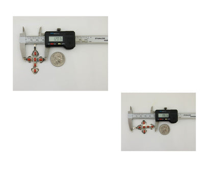 Navajo Cross Pendant 925 Silver Mediterranean Coral Artist Signed CB C.80's