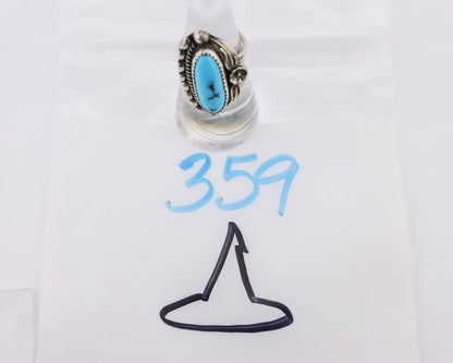 Navajo Ring 925 Silver Sleeping Beauty Turquoise Artist Signed SC C.80's