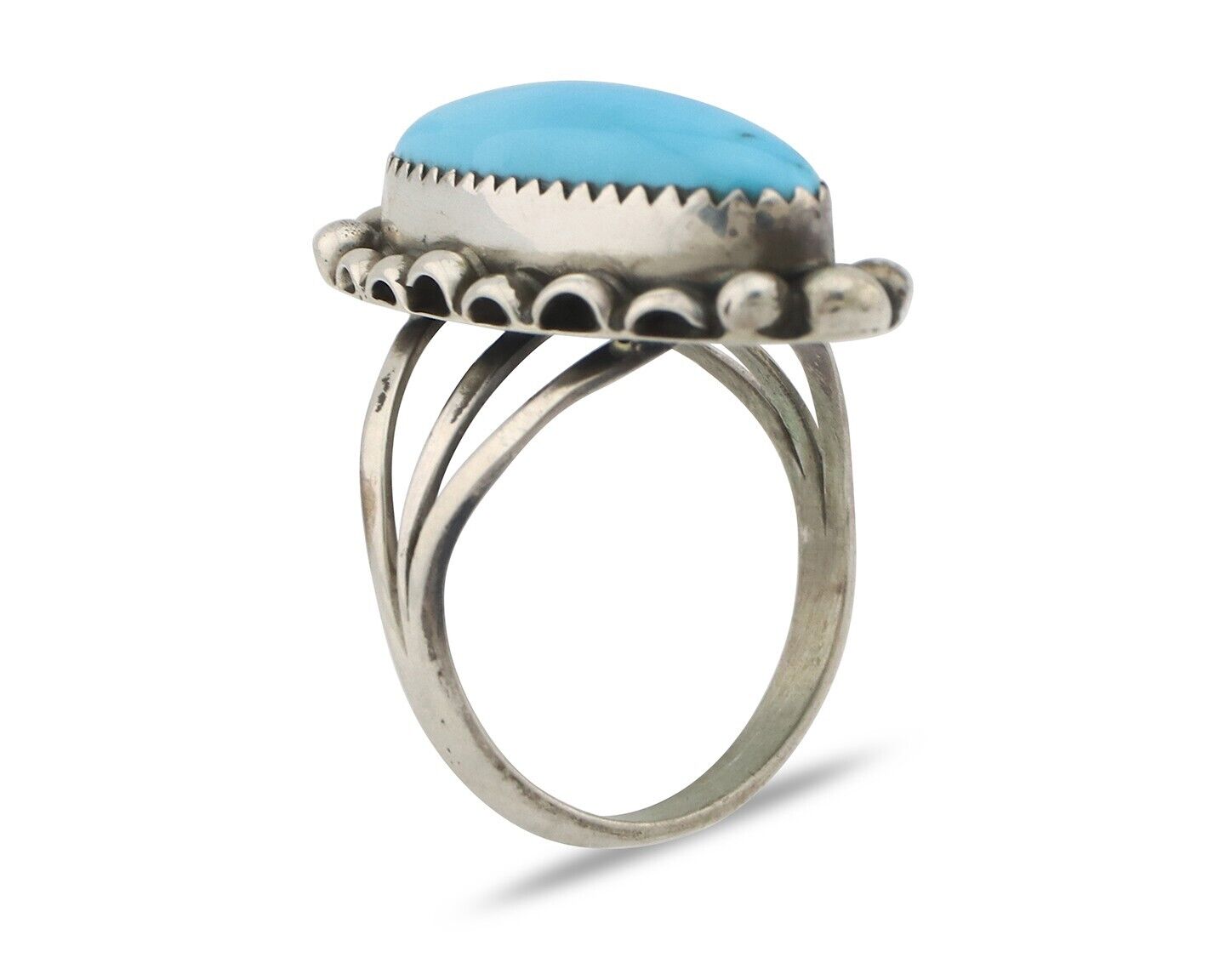 Navajo Ring .925 Silver Sleeping Beauty Turquoise Signed SkyStone Creations C80s