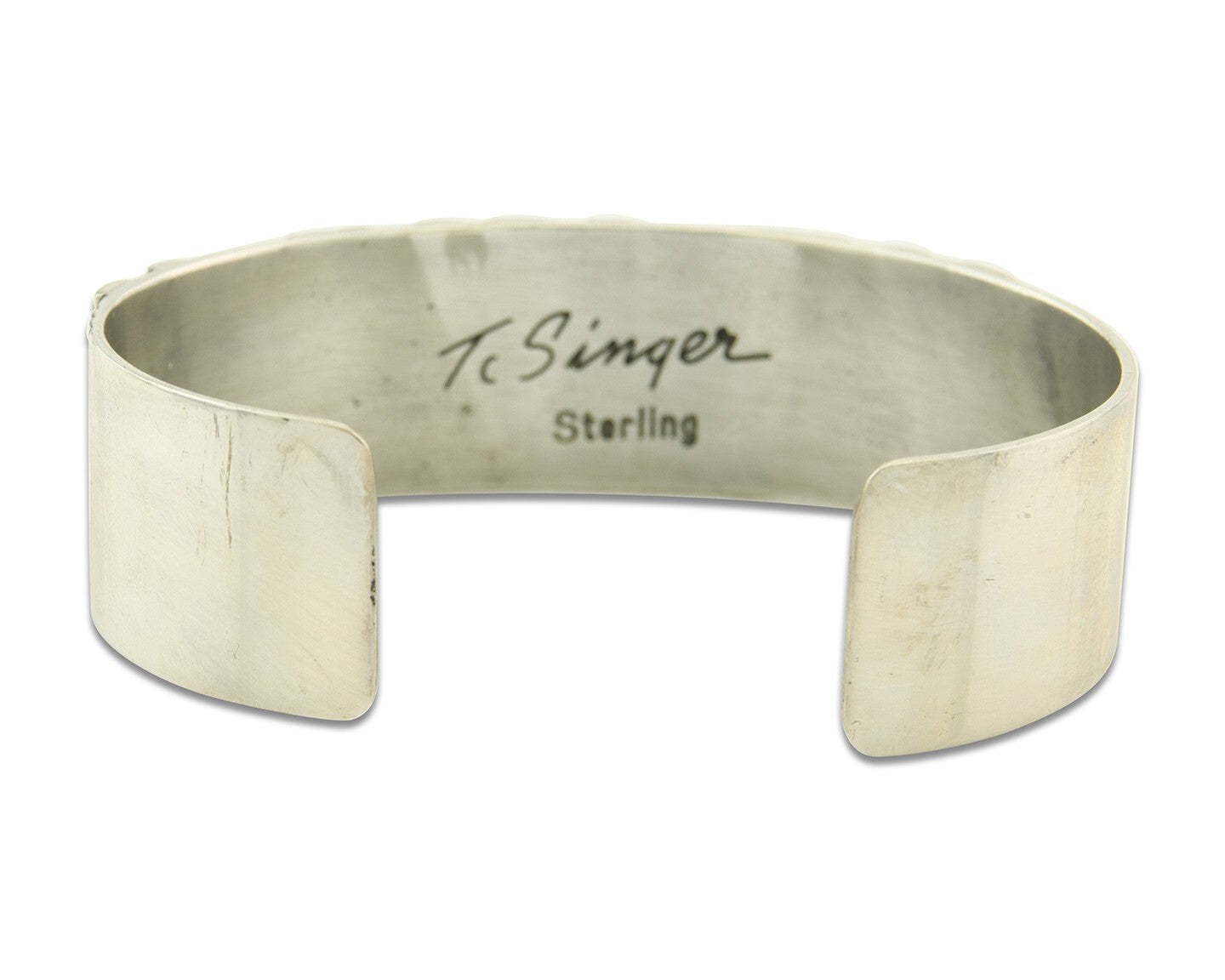 Navajo Bracelet Gold & 925 Silver Handmade 16mm Wide Artist Signed Thomas Singer