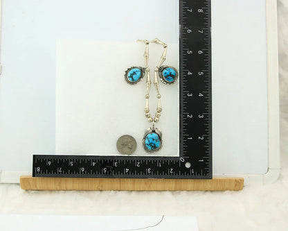 Navajo Necklace Sterling Silver Turquoise Vintage Signed SC