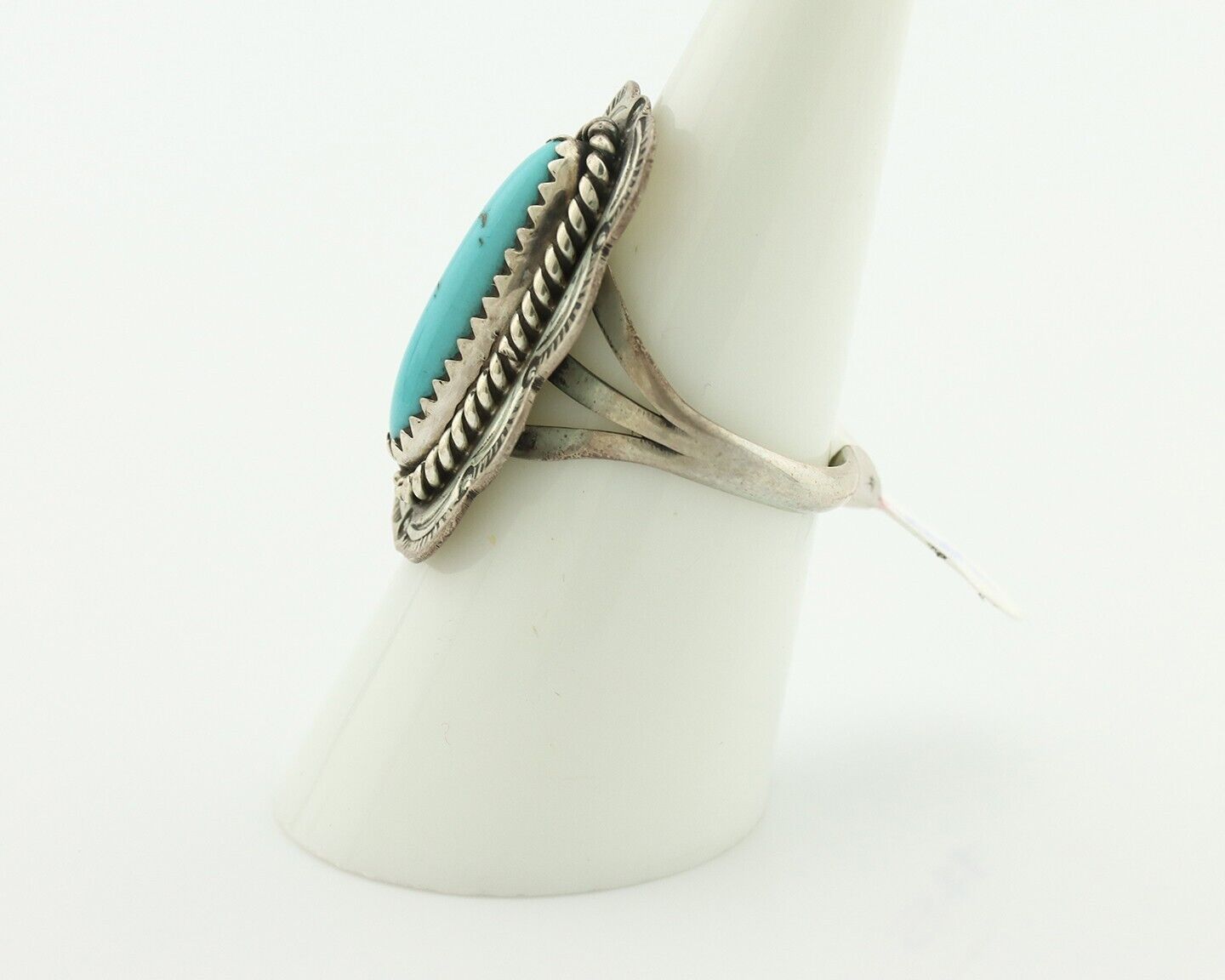 Navajo Ring .925 Silver Sleeping Beauty Turquoise Native American Artist C.80's