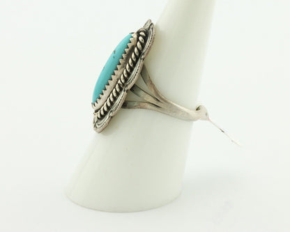Navajo Ring .925 Silver Sleeping Beauty Turquoise Native American Artist C.80's