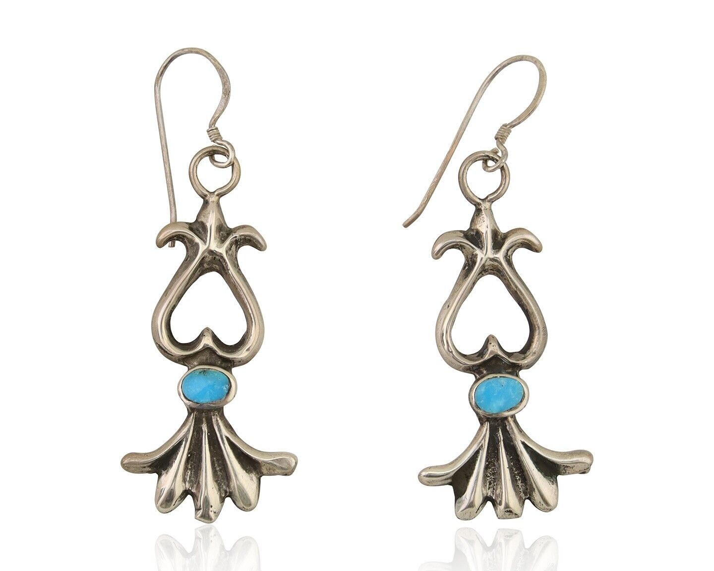Navajo Dangle Earrings 925 Silver Blue Native American Artist C.80's