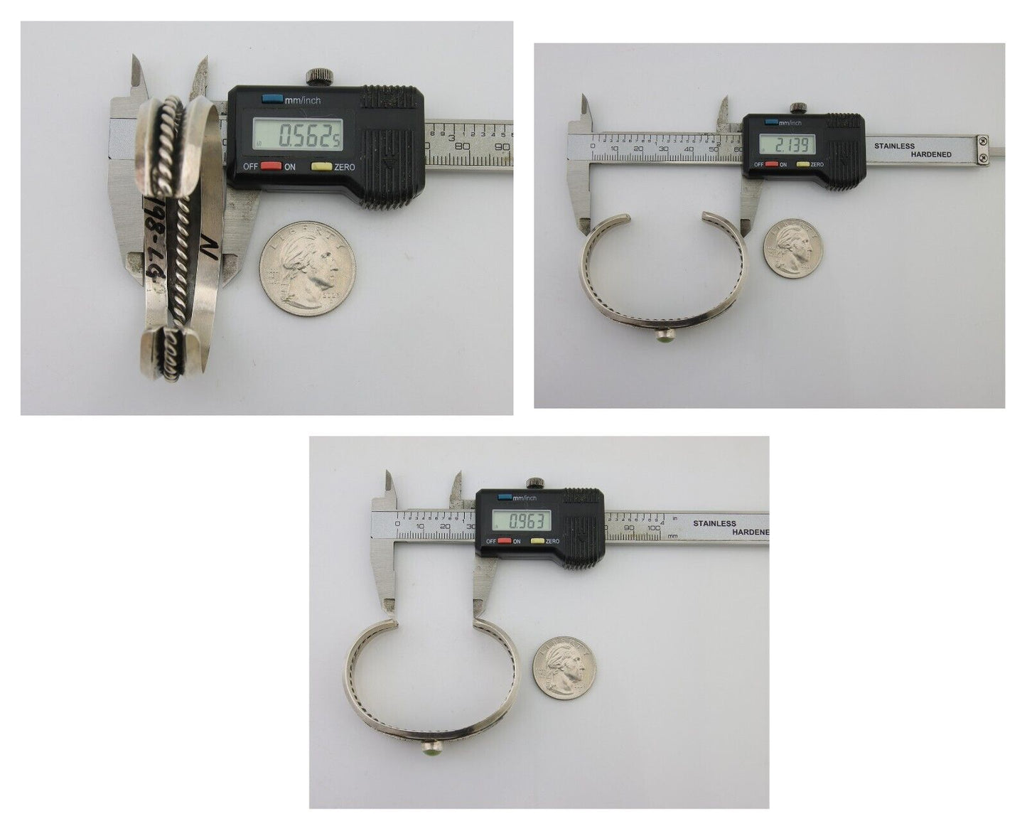 Navajo 925 Silver Handmade Bracelet Green Turquoise Native C.80's