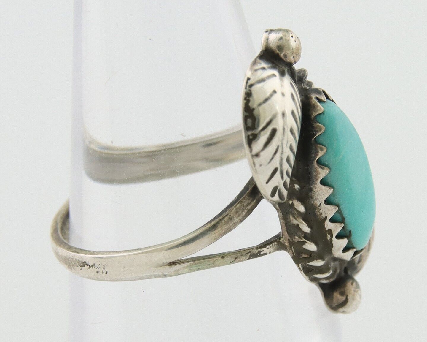 Navajo Ring 925 Silver Natural Blue Turquoise Native American Artist C.80's