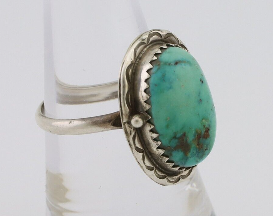 Navajo Ring 925 Silver Natural Turquoise Native American Artist C.80's