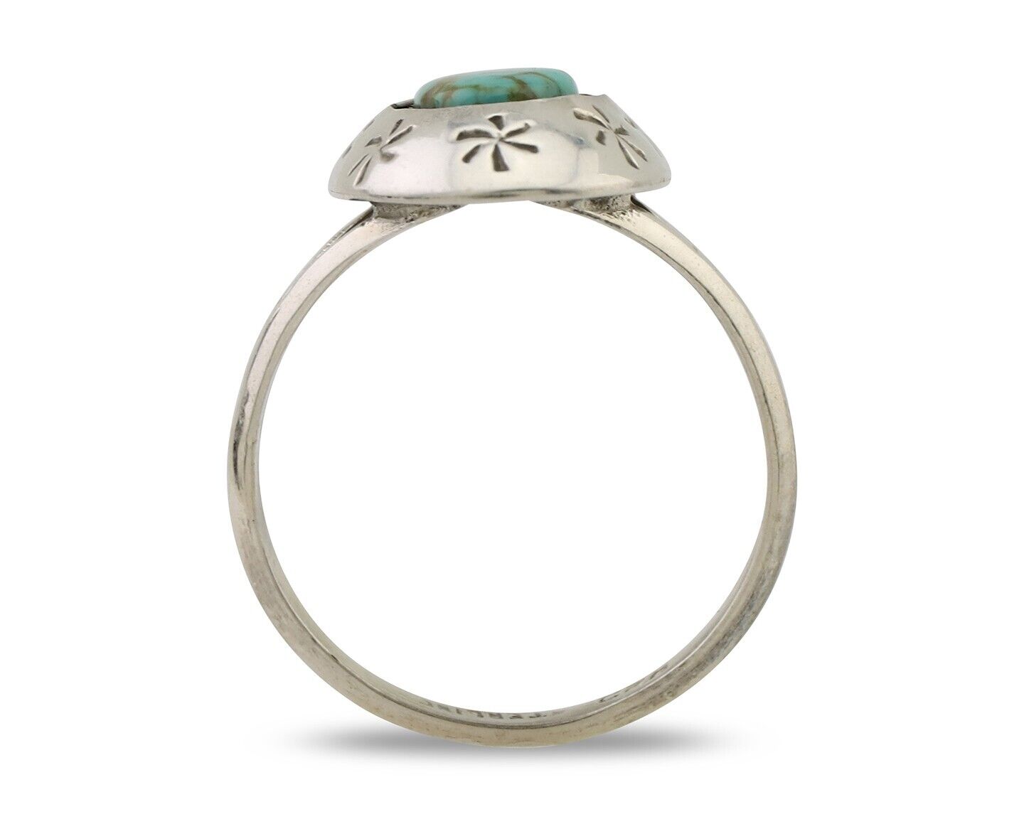Navajo Ring 925 Silver Kingman Turquoise Native American Artist C.80's
