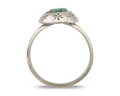 Navajo Ring 925 Silver Kingman Turquoise Native American Artist C.80's