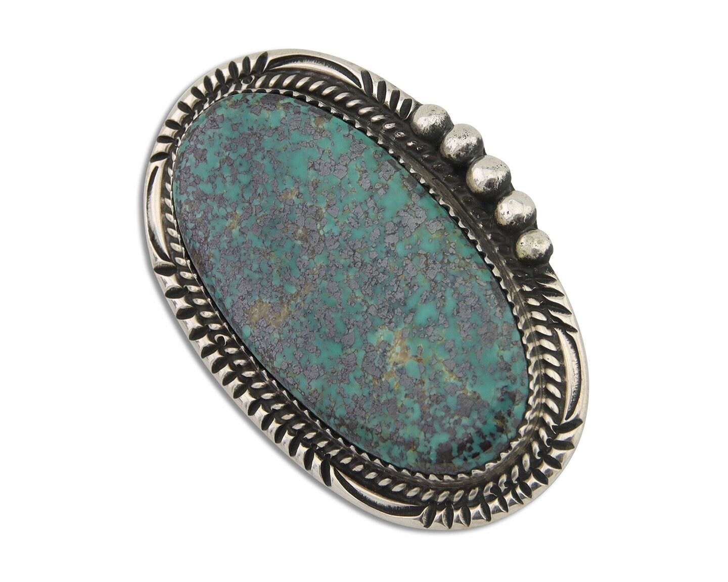 Navajo Pin Pendant 925 Silver Blue Diamond Turquoise Artist Signed S C.80's