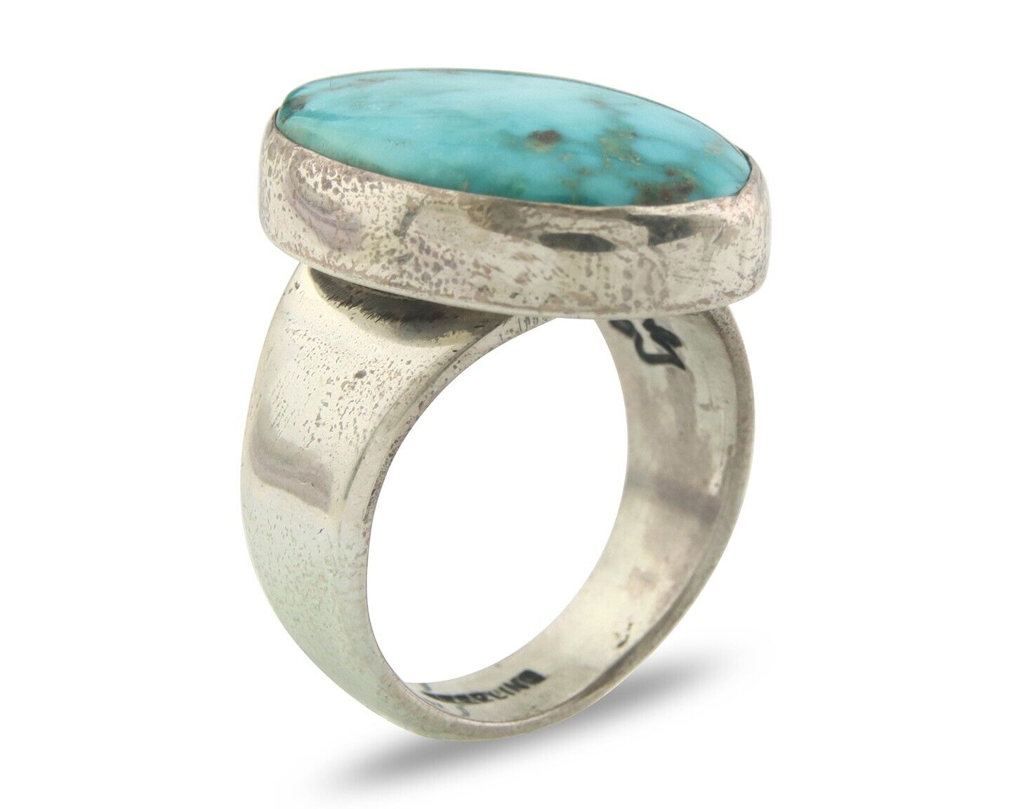 Navajo Ring 925 Sterling Turquoise Handmade Signed M Montoya C.80's Sz 8.5