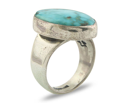 Navajo Ring 925 Sterling Turquoise Handmade Signed M Montoya C.80's Sz 8.5