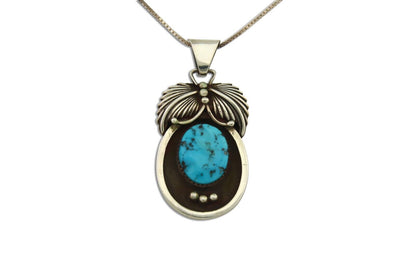 Navajo Necklace 925 Silver Natural Blue Turquoise Native American Artist C.80's