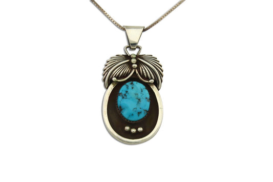 Navajo Necklace 925 Silver Natural Blue Turquoise Native American Artist C.80's