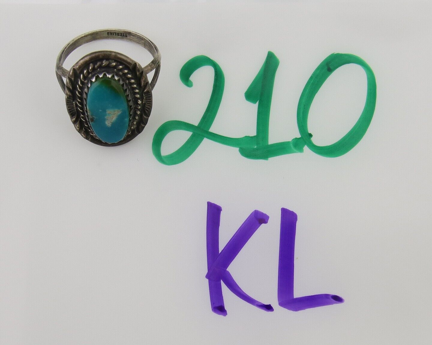 Navajo Handmade Ring 925 Silver Natural Turquoise Native Artist C.80's