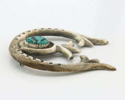 Navajo Handmade Pin Sterling Silver Turquoise Vintage Tobe Turpen Pawn