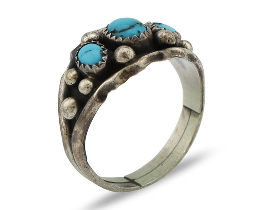 Navajo Ring 925 Silver Turquoise Artist Signed E SkyStone Creations C.80's
