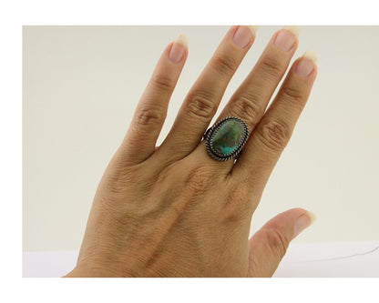 Navajo Ring 925 Silver Turquoise Native American Artist C.80's