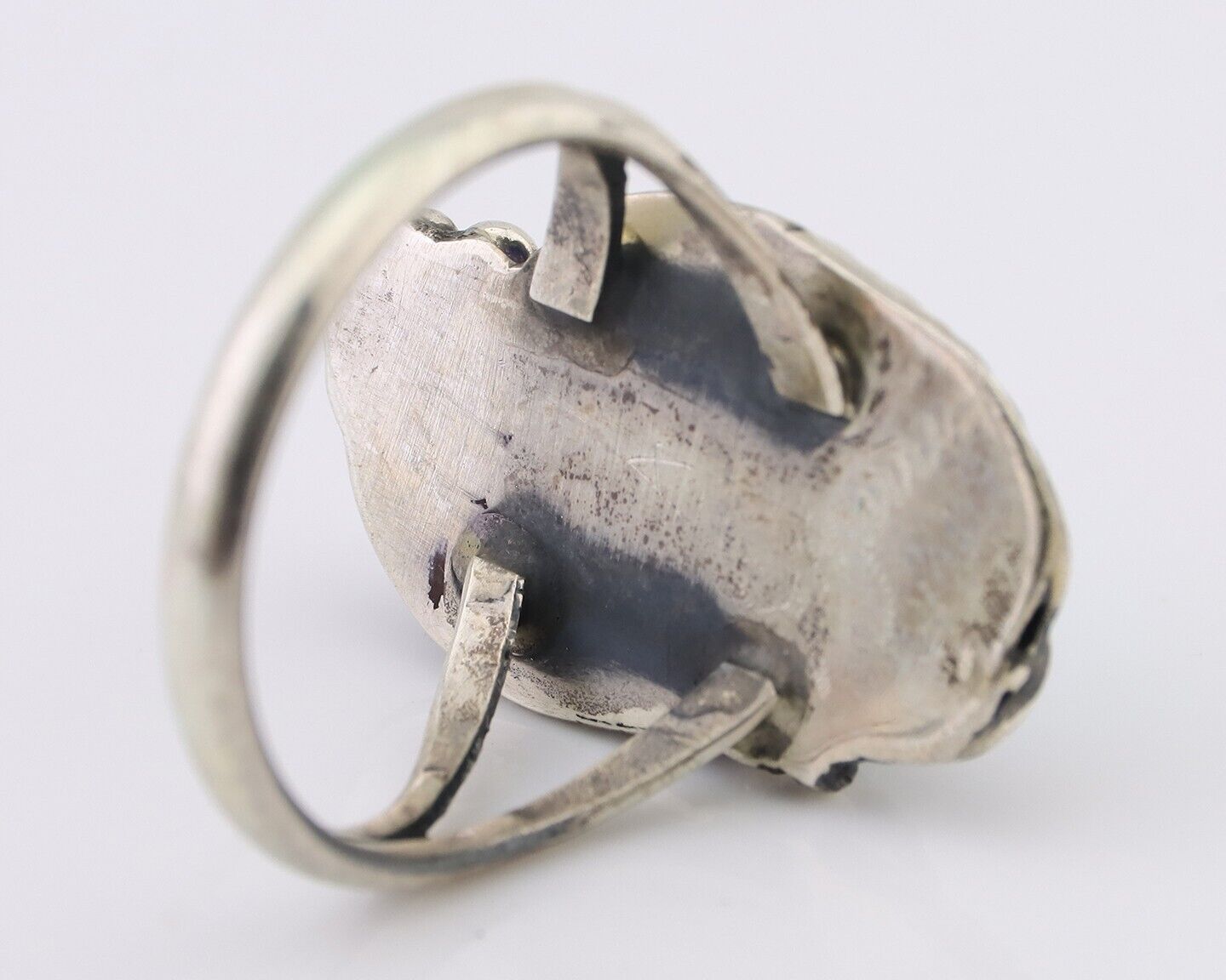 Navajo Ring 925 Silver Sleeping Beauty Turquoise Signed Justin Morris C.80's