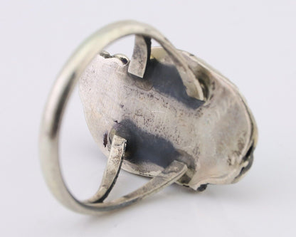 Navajo Ring 925 Silver Sleeping Beauty Turquoise Signed Justin Morris C.80's