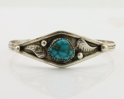 Navajo Bracelet 925 Silver Spiderweb Kingman Turquoise Native American C.80's