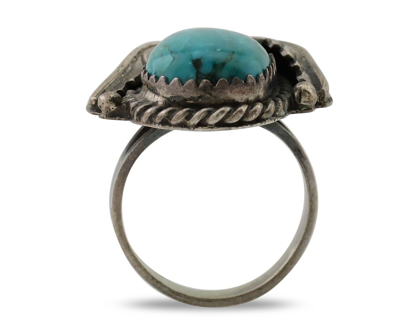 Navajo Handmade Ring 925 Silver Blue Turquoise Native American Artist C.80's