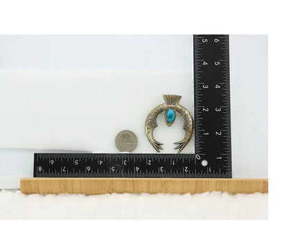 Navajo Handmade Pin Sterling Silver Turquoise Vintage Turpen Pawn Vault