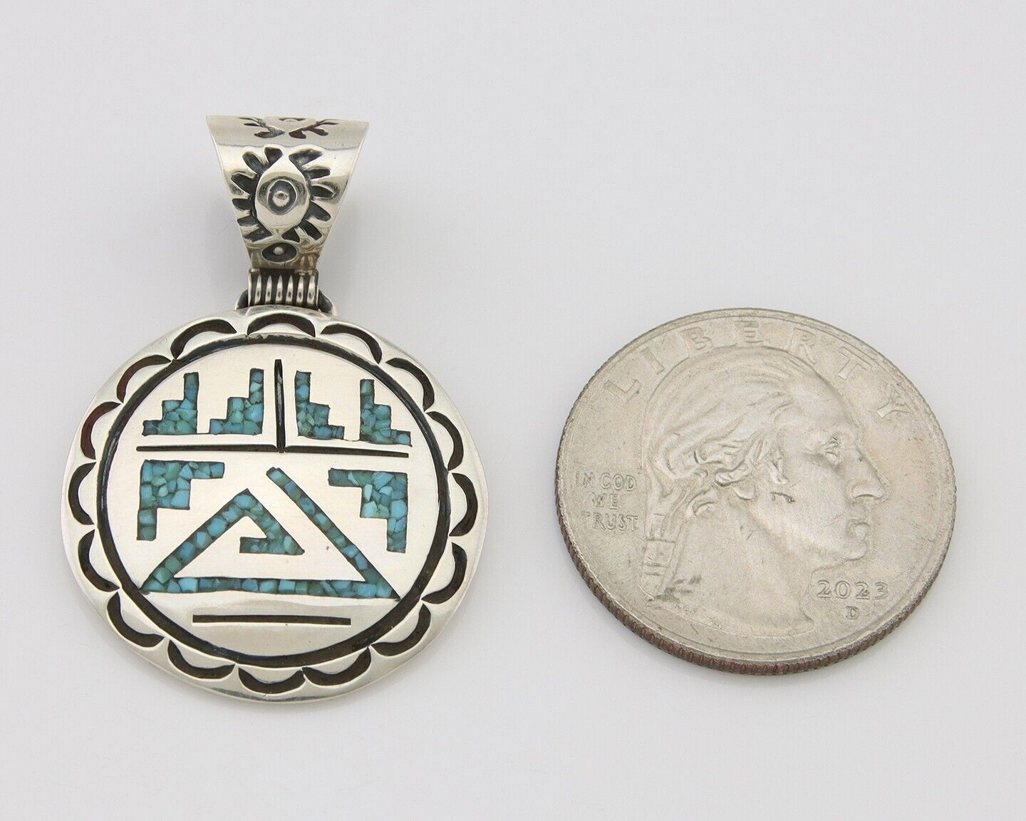 Navajo Necklace 925 Silver Natural Turquoise Artist Signed Stanley Bain C.80's