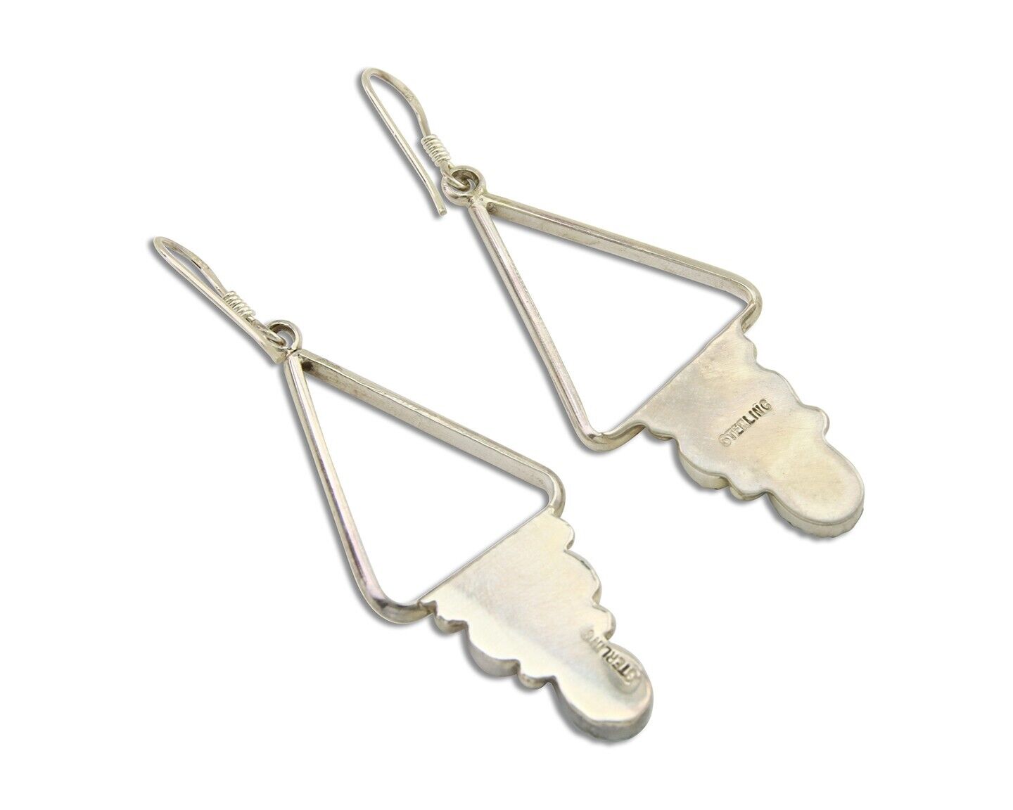 Navajo Earrings 925 Silver Turquoise & Coral Native American Artist C.80's