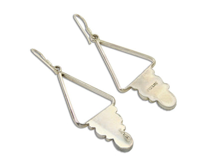 Navajo Earrings 925 Silver Turquoise & Coral Native American Artist C.80's