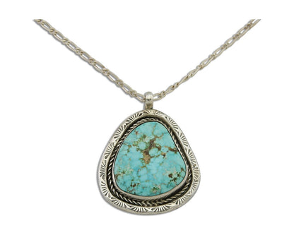 Navajo Necklace 925 Silver Blue Turquoise Artist Signed Fred Guerro C.80's