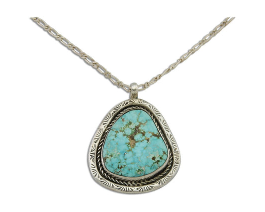 Navajo Necklace 925 Silver Blue Turquoise Artist Signed Fred Guerro C.80's