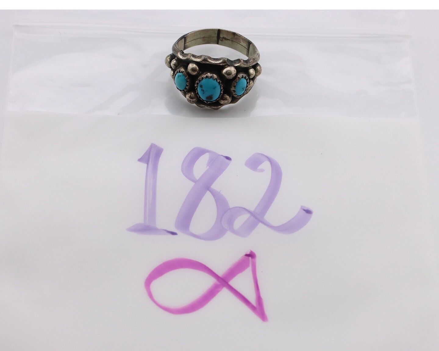Navajo Ring 925 Silver Turquoise Artist Signed E SkyStone Creations C.80's