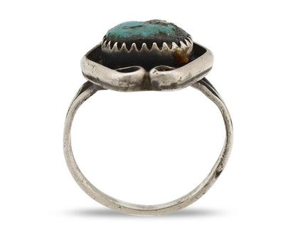 Navajo Ring 925 Silver Blue Turquoise & Pyrite Native American Artist C.80's