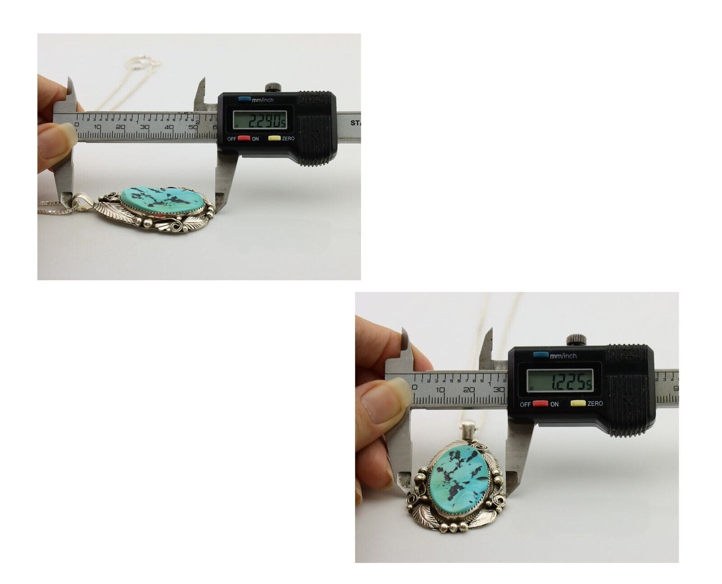 Navajo Pendant 925 Silver Natural Blue Turquoise Signed Justin Morris C.90's