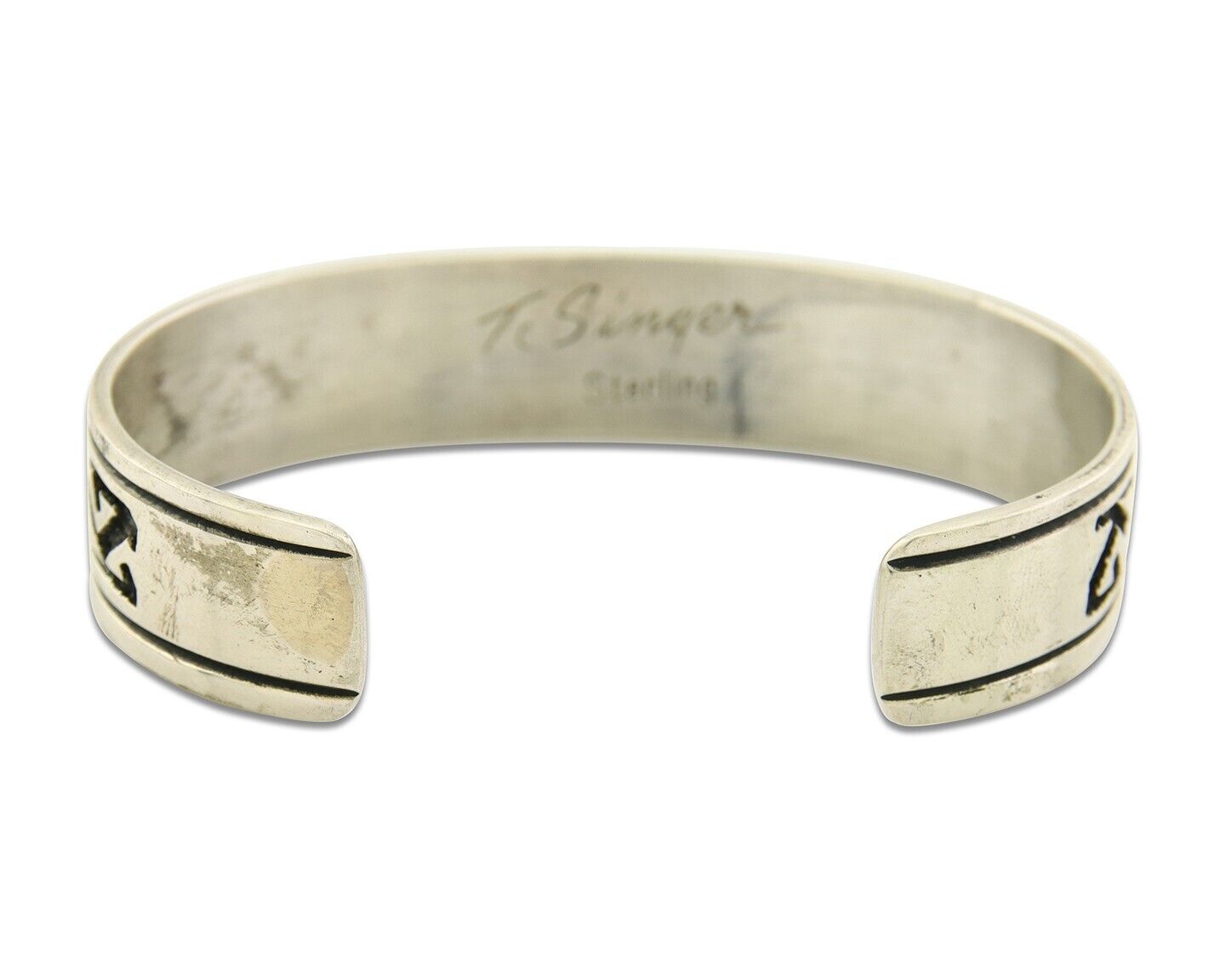 Navajo Bracelet 925 Silver Handmade Cuff Artist Signed Tommy Singer C.80's