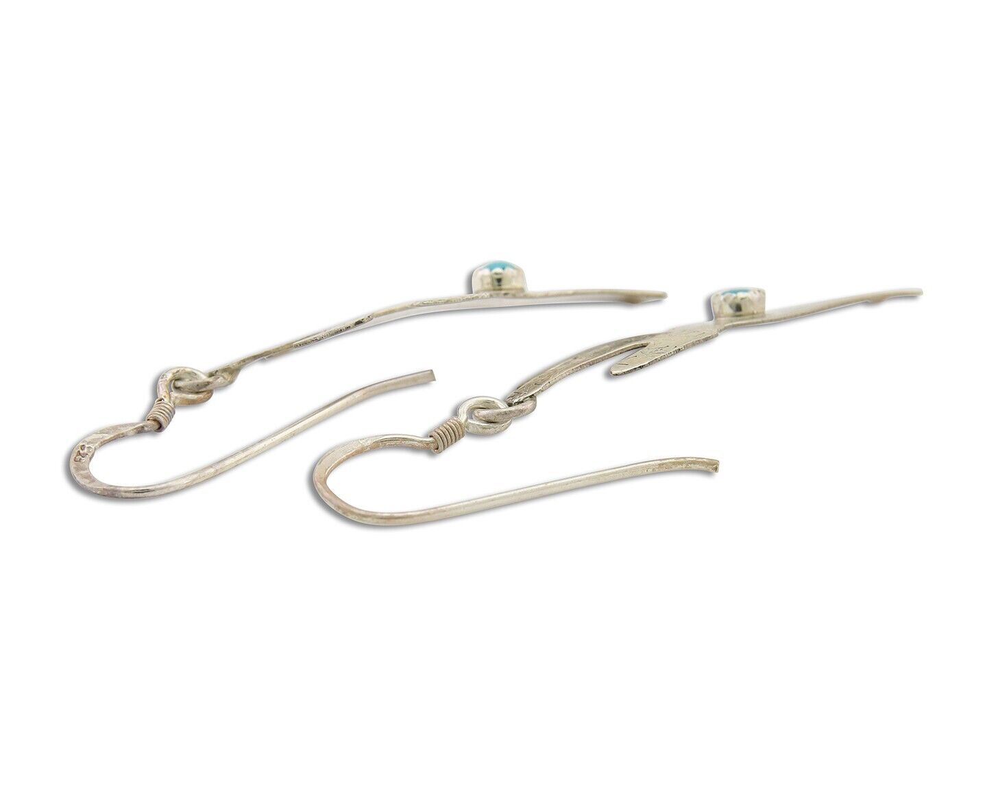 Navajo Handmade Cactus Earrings 925 Silver Natural Turquoise Native Artist C.80s