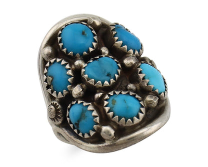 Navajo Ring 925 Silver Natural Blue Turquoise Signed Phillip Zachary Artist C80s