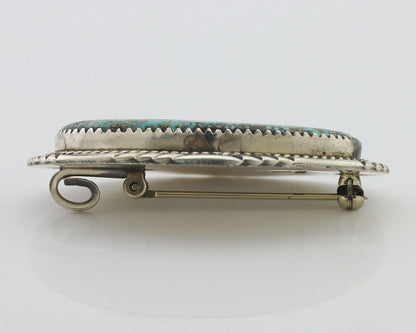 Navajo Pin Pendant 925 Silver Natural Spiderweb Turquoise Signed S C.80's