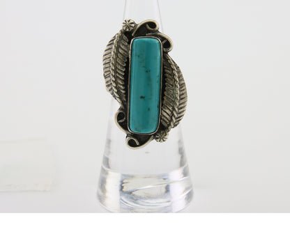 Navajo Handmade Ring 925 Silver Natural Turquoise Native Artist C.80's