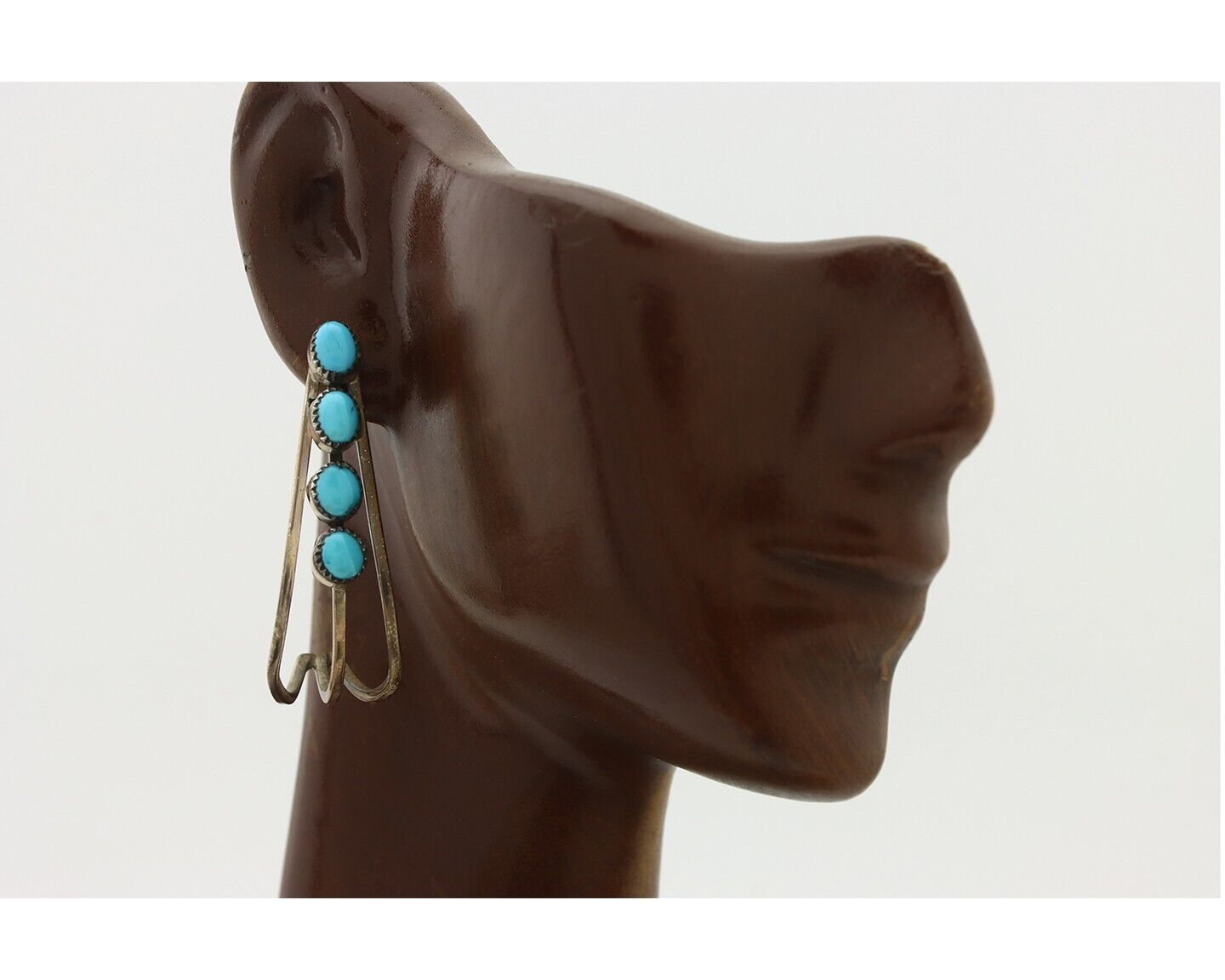 Navajo Dangle Handmade Earrings 925 Silver Blue Turquoise Native Artist C.80's
