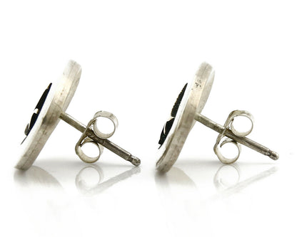 Navajo Dangle Earrings .925 Silver & 14k Solid Gold MM Rogers & DJM